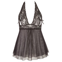 Babydoll mit Spitze und Neckholder - Schwarz - Ab Größe XL