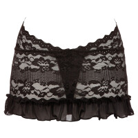 Minikleid aus Spitze mit angenähten String - Schwarz