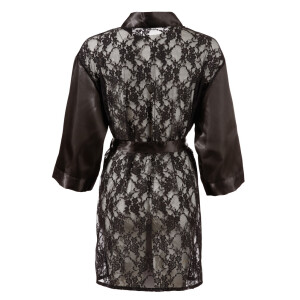 Kurzer Damen Kimono mit Spitze hinten - Schwarz