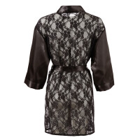 Kurzer Damen Kimono mit Spitze hinten - Schwarz