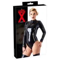 Damen Body aus Latex mit Reißverschluss - Langarm - Schwarz