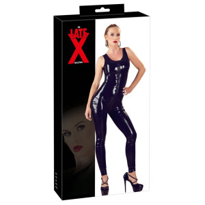 Latex Catsuit mit 3-Wege-Reißverschluss - Schwarz