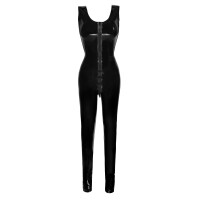 Latex Catsuit mit 3-Wege-Reißverschluss - Schwarz