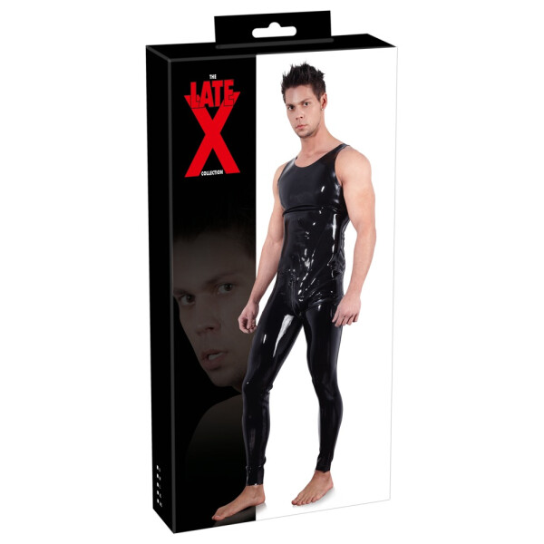 Herren Latex-Overall mit Reißverschluss - Ärmellos - Schwarz
