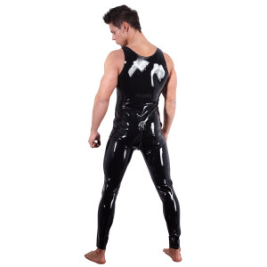 Herren Latex-Overall mit Reißverschluss - Ärmellos - Schwarz