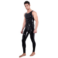 Herren Latex-Overall mit Reißverschluss - Ärmellos - Schwarz
