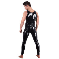 Herren Latex-Overall mit Reißverschluss - Ärmellos - Schwarz