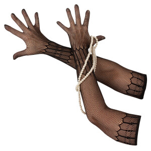 Ellenbogenlange Netzhandschuhe - Elastisch - Schwarz
