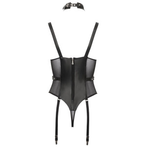 ZADO Leder-Body mit Powernet - Lammnappaleder - Abnehmbare Strapse - Schwarz