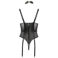 ZADO Leder-Body mit Powernet - Lammnappaleder - Abnehmbare Strapse - Schwarz