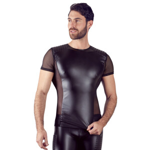 Herren Shirt im Biker-Style - Tight-Fit - Schwarz