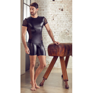 Herren Shirt im Biker-Style - Tight-Fit - Schwarz