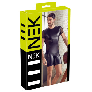 Herren Shirt im Biker-Style - Tight-Fit - Schwarz