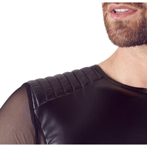 Herren Shirt im Biker-Style - Tight-Fit - Schwarz