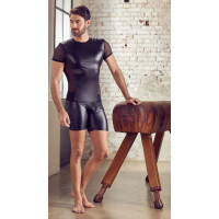 Herren Shirt im Biker-Style - Tight-Fit - Schwarz