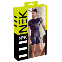 Herren Shirt im Biker-Style - Tight-Fit - Schwarz