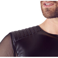 Herren Shirt im Biker-Style - Tight-Fit - Schwarz
