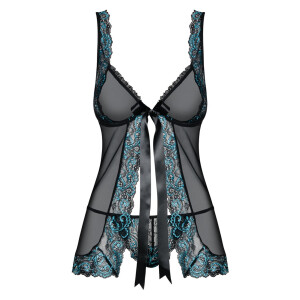 Babydoll »obsessive« mit Spitze - Vorne offen - Schwarz