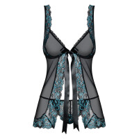 Babydoll »obsessive« mit Spitze - Vorne offen - Schwarz