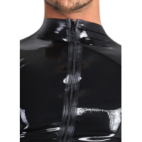 Herren Shirt aus Latex mit Reißverschluss - Kurzarm - Schwarz