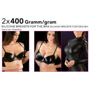 Silikonbrüste - Silikon-Pads mit Nippel - 400 g - 1 Paar