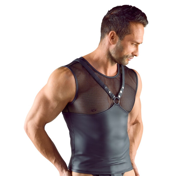 Herren Shirt  im Brustharness-Style - Schwarz