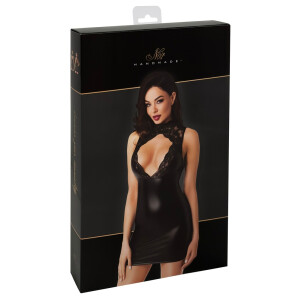 Noir Temptation - Minikleid im Powerwetlook mit Spitzen