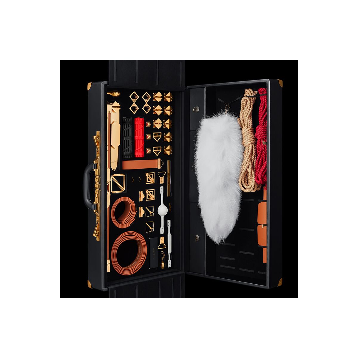 All-in-1 BDSM Spielset - Braunes Echtled box