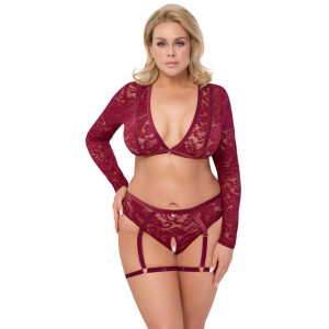 Langarm-Top & Straps-Slip ouvert "ROT"