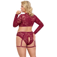 Langarm-Top & Straps-Slip ouvert "ROT"