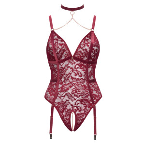 Straps-Body ouvert mit Halsband "ROT"
