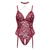 Straps-Body ouvert mit Halsband "ROT"