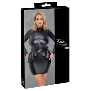 Langarm-Minikleid im Mattlook- Schwarz