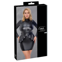 Langarm-Minikleid im Mattlook- Schwarz