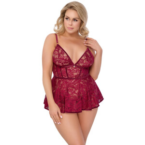 Babydoll und Slip ouvert "ROT"