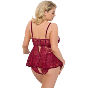 Babydoll und Slip ouvert "ROT"