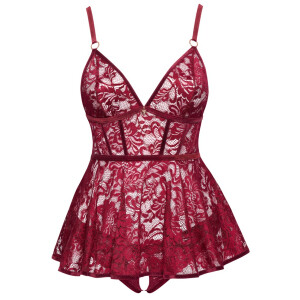 Babydoll und Slip ouvert "ROT"