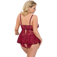 Babydoll und Slip ouvert "ROT"