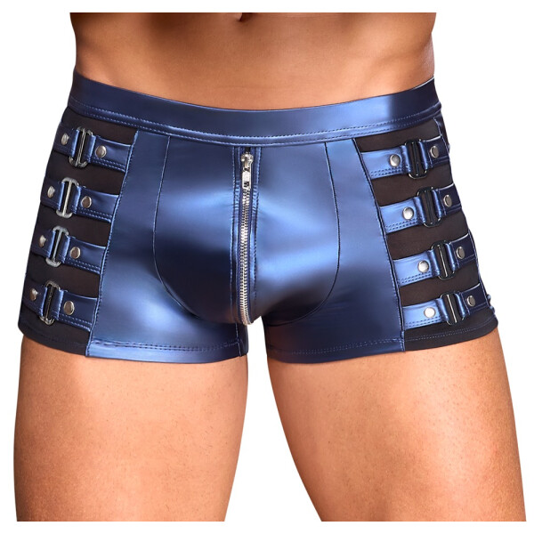 Enge betonende Hose im Metallic-Mattlook mit Powernet und Nieten-Riemen