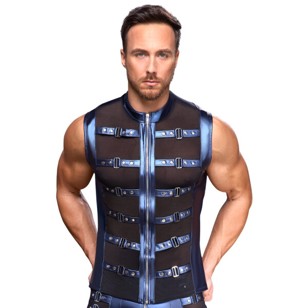 Freizeits Shirt im Metallic-Mattlook mit Nietenriemen von NEK