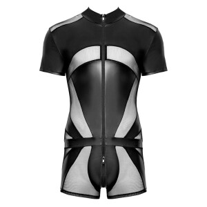 Kurzoverall mit Stehkragen in Mattlook - Schwarz