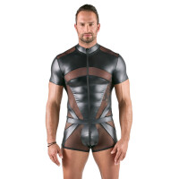 Kurzoverall mit Stehkragen in Mattlook - Schwarz