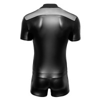 Kurzoverall mit Stehkragen in Mattlook - Schwarz